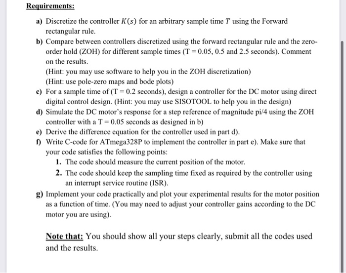 Project: Consider the position control problem of a | Chegg.com