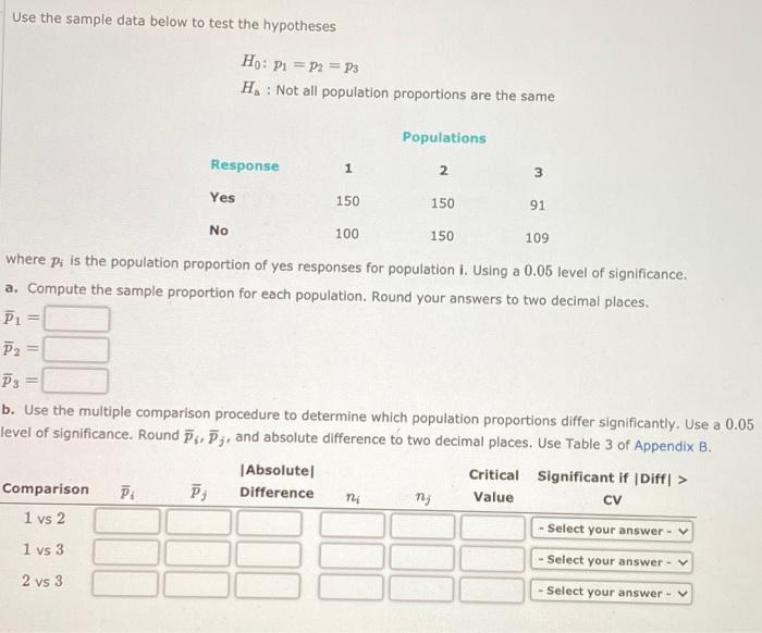 Solved Use the sample data below to test the hypotheses Ho: | Chegg.com