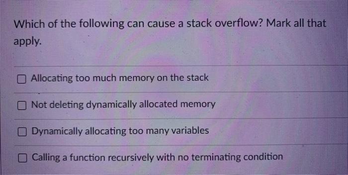 stack overflow memory