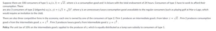 Suppose there are 100 consumers of type 1x1) = vil | Chegg.com