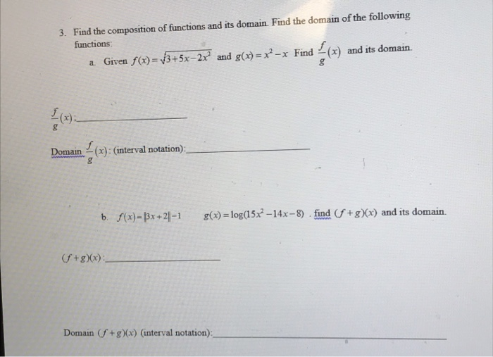 Solved 3. Find the composition of functions and its domain | Chegg.com