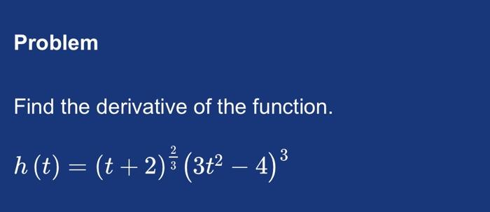 Solved Problem Find the derivative of the function. | Chegg.com