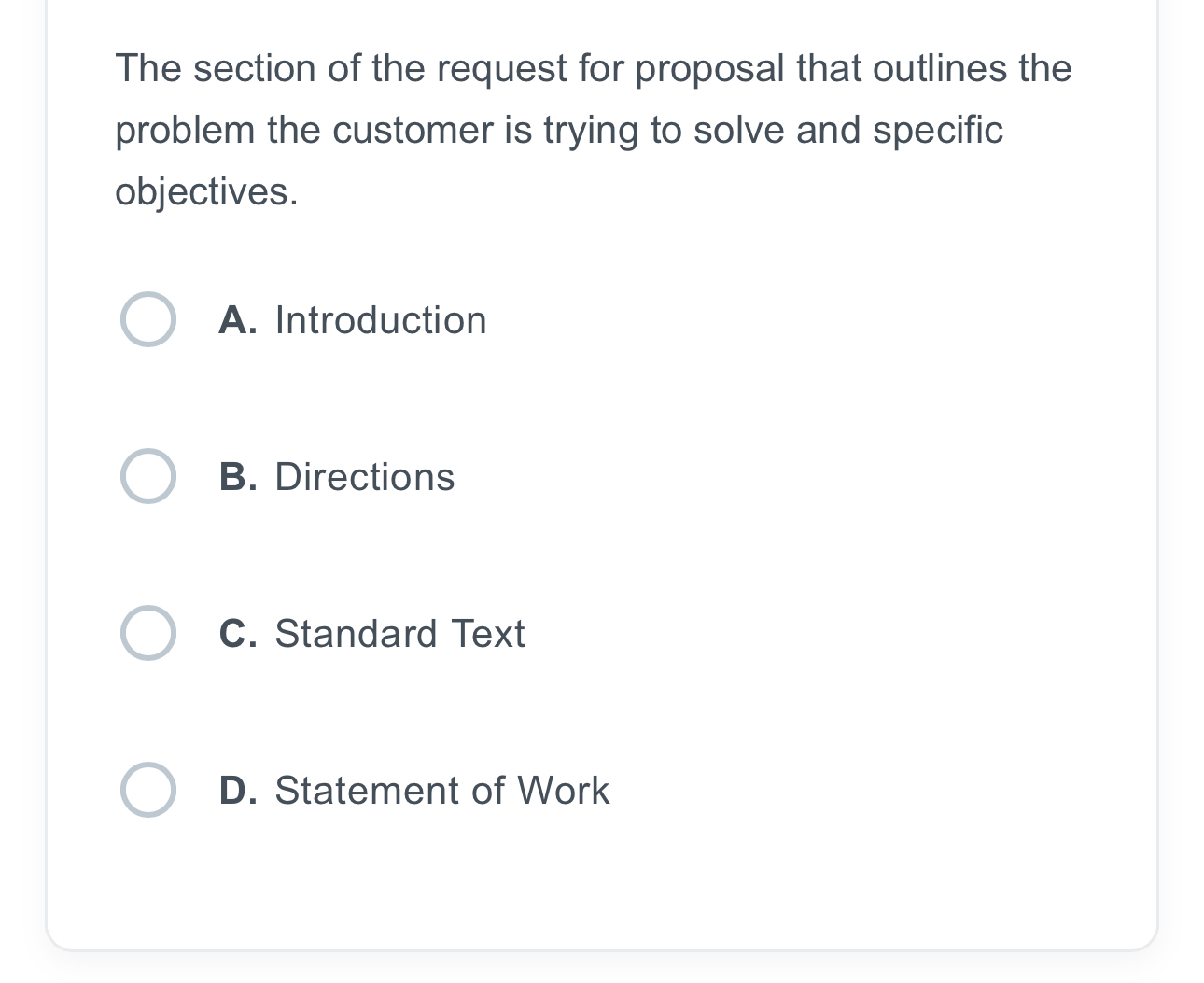 Solved The section of the request for proposal that outlines