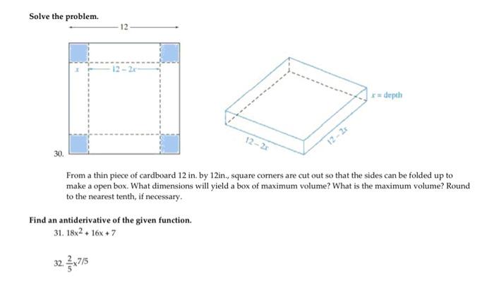 Solved Solve the problem. 12 - 2x * = depth 12-24 12-24 30. | Chegg.com