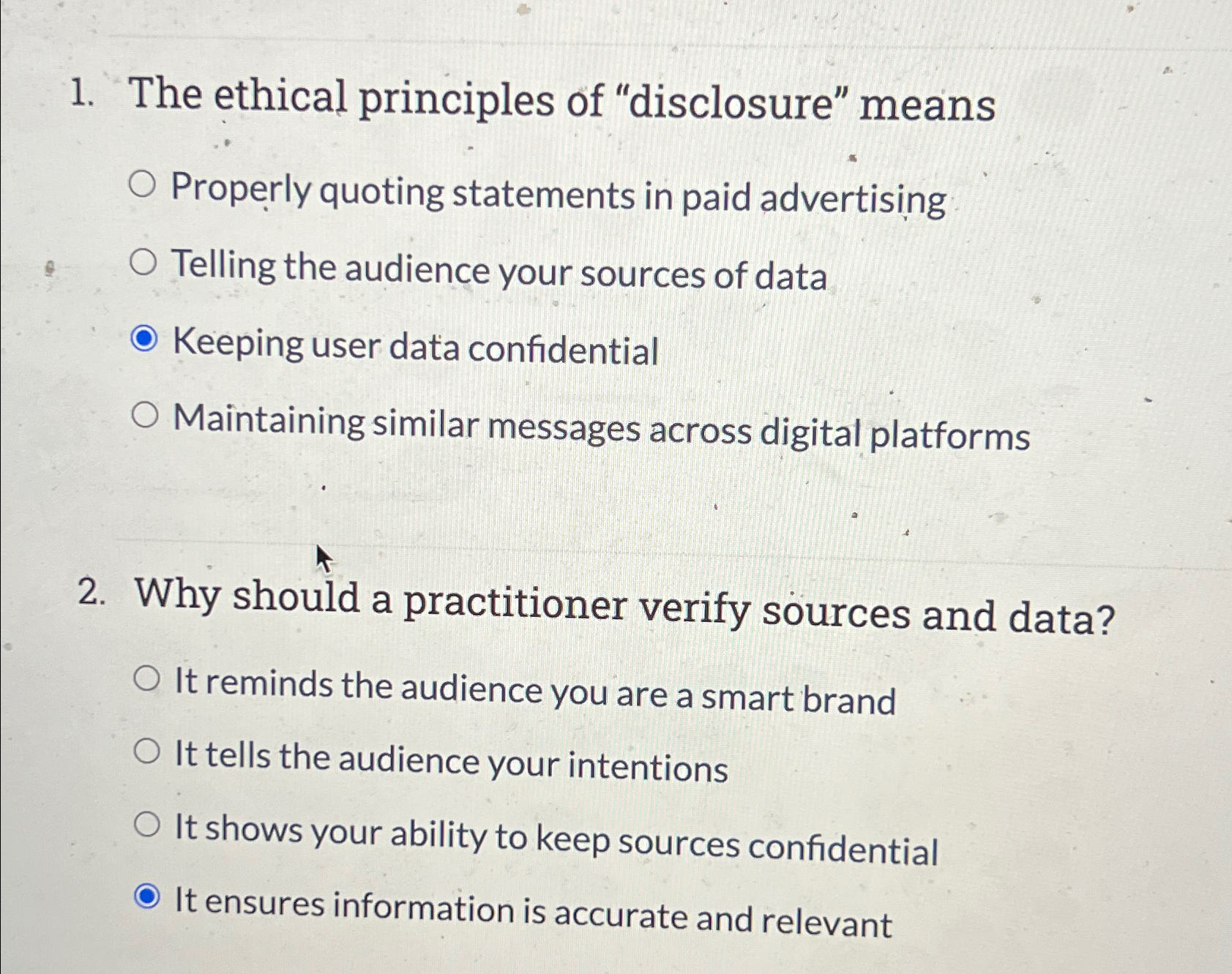 Solved The ethical principles of 