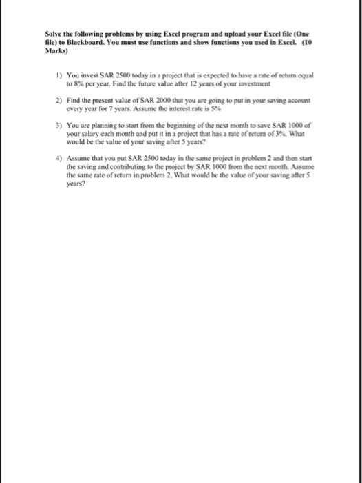 Solved Solve the following problems by using Excel program | Chegg.com