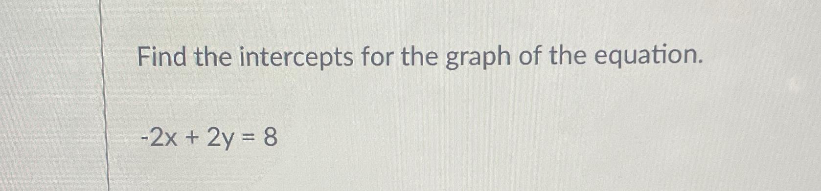 Solved Find the intercepts for the graph of the | Chegg.com