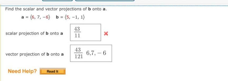 Solved Find The Scalar And Vector Projections Of B Onto A. | Chegg.com