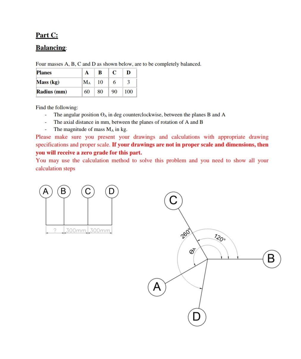 Solved Part C: Balancing Four Masses A, B, C And D As Shown | Chegg.com