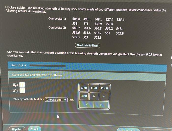 Solved Hockey sticks The breaking strength of hockey stick