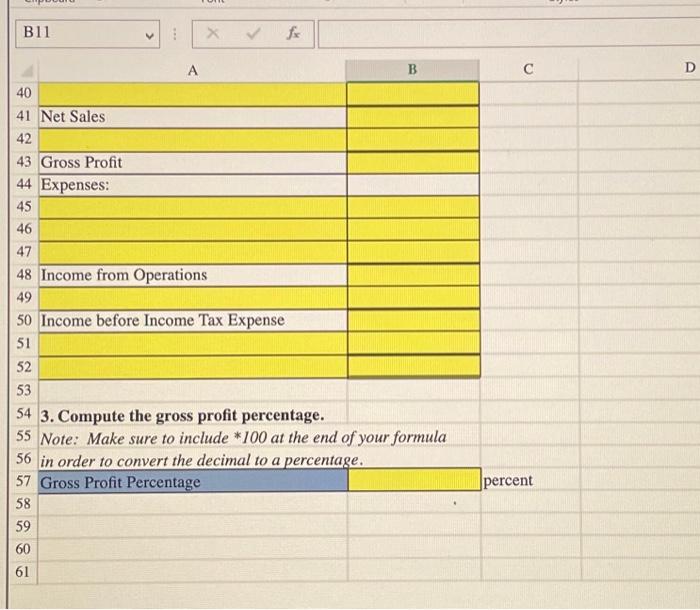 Preparing a Multi-Step Income Statement using Excel's | Chegg.com
