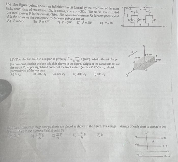 Solved 15) The figure below shows an infinitive circuit | Chegg.com