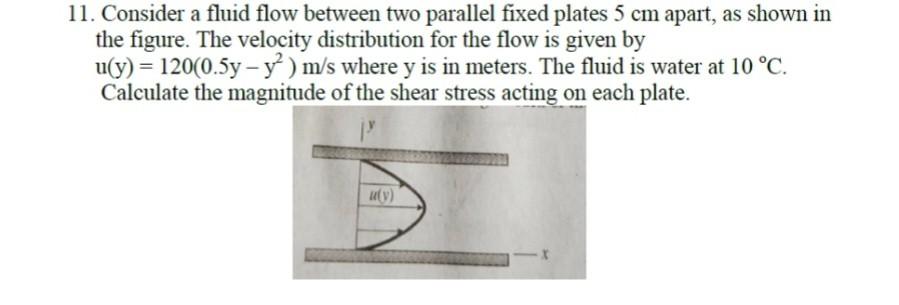 Solved 11. Consider a fluid flow between two parallel fixed | Chegg.com