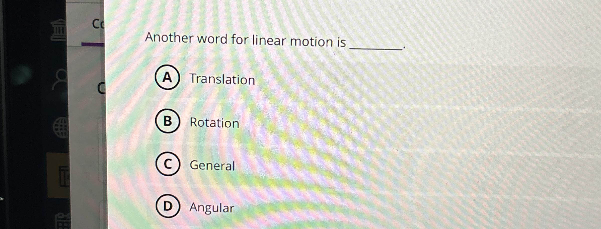 Solved Another word for linear motion