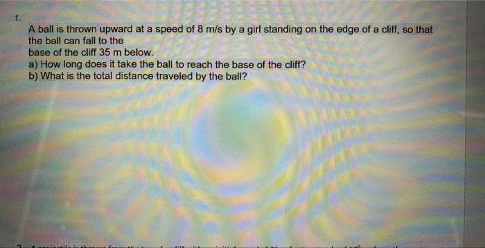 Solved A ball is thrown upward at a speed of 8 m/s by a girl | Chegg.com