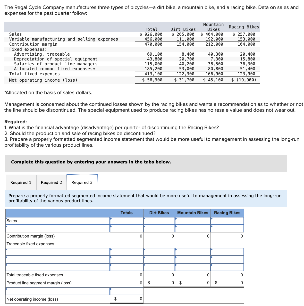 The Regal Cycle Company manufactures three types of | Chegg.com