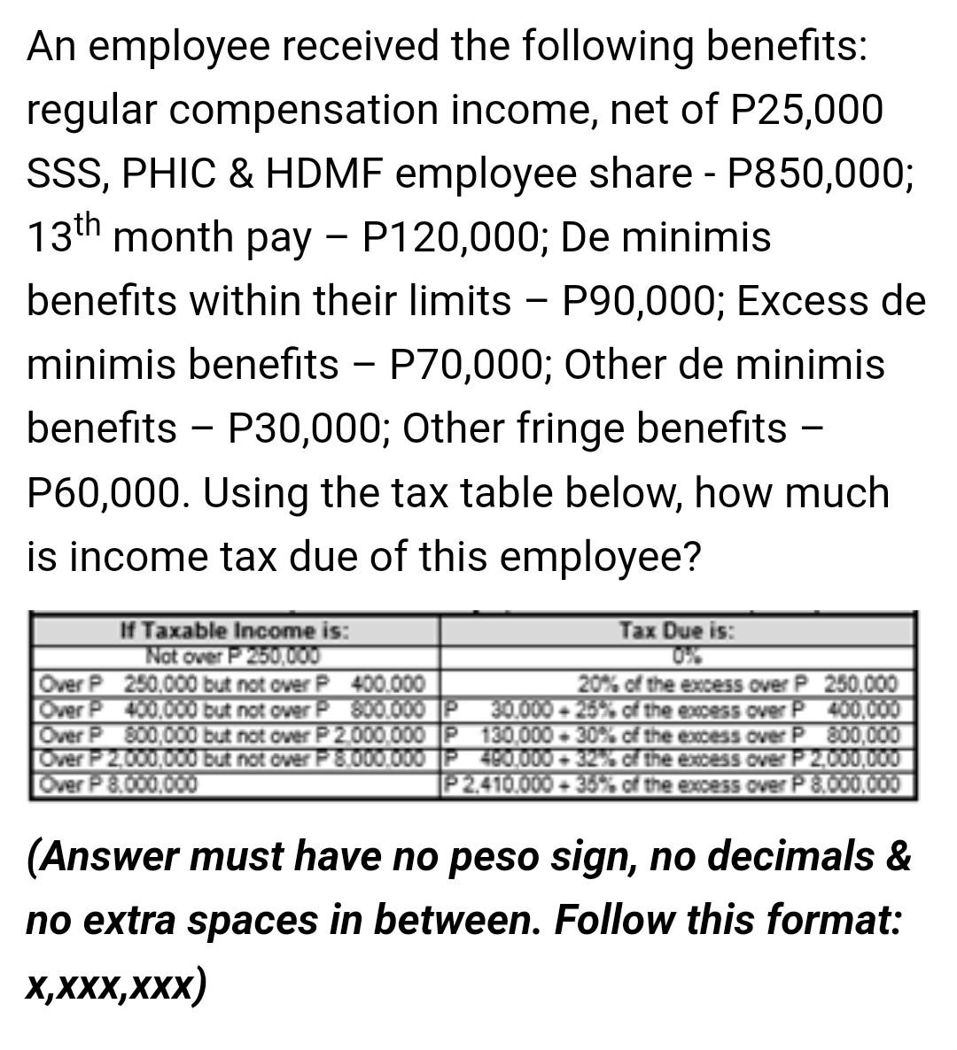 solved-an-employee-received-the-following-benefits-regular-chegg