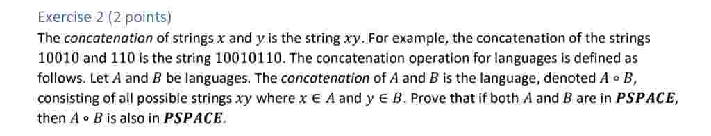 Solved Exercise 2 (2 ﻿points)The concatenation of strings \( | Chegg.com