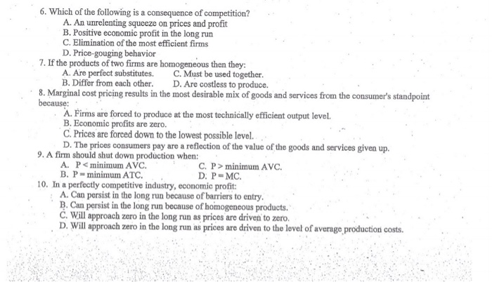 Solved 6 Which Of The Following Is A Consequence Of Chegg