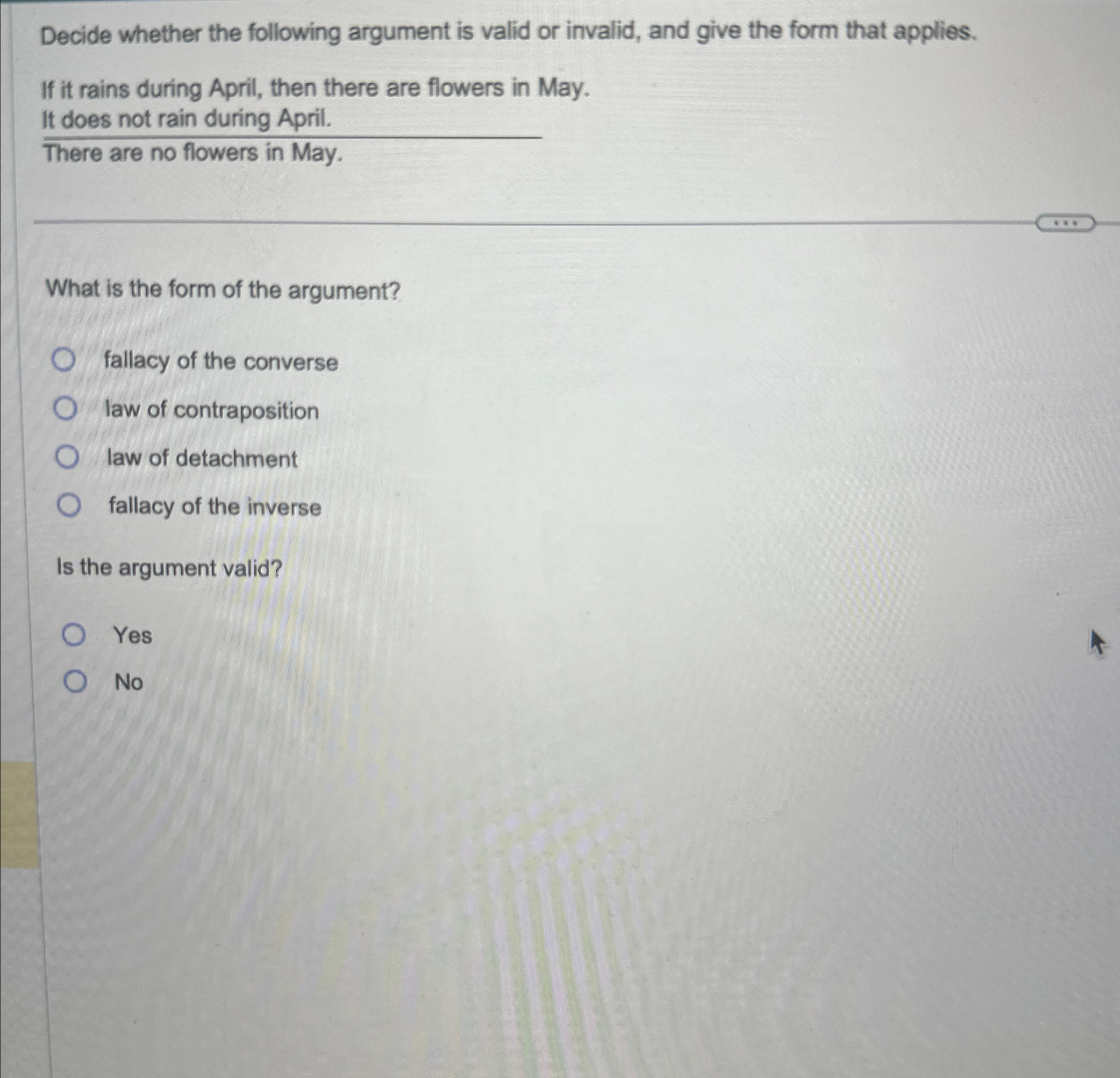 Decide whether the following argument is valid or | Chegg.com
