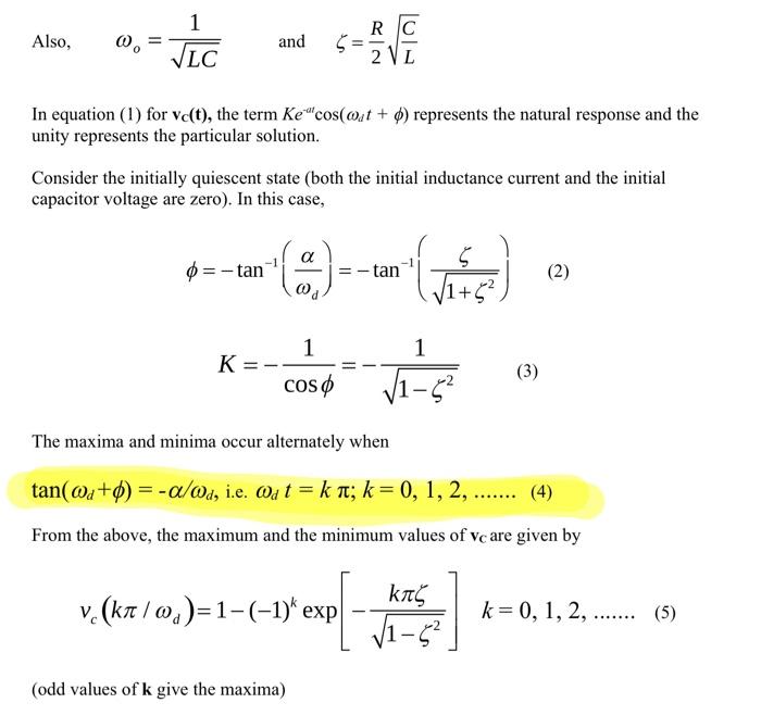 Solved Please derive equation 1 for the underdamped case of