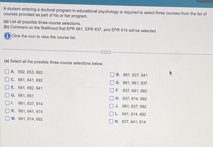 Solved A Student Entering A Doctoral Program In Educational | Chegg.com