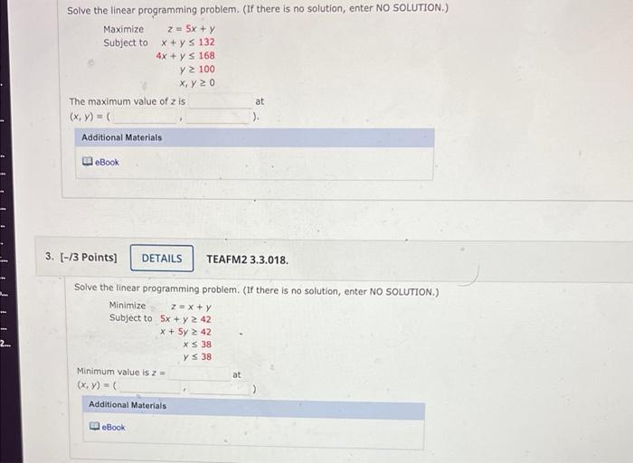 Solved 2... Solve the linear programming problem. (If there | Chegg.com
