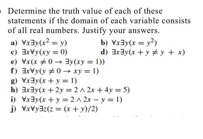 Solved Determine The Truth Value Of Each Of These Statements | Chegg.com