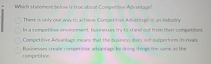 Solved Which statement below is true about Competitive | Chegg.com
