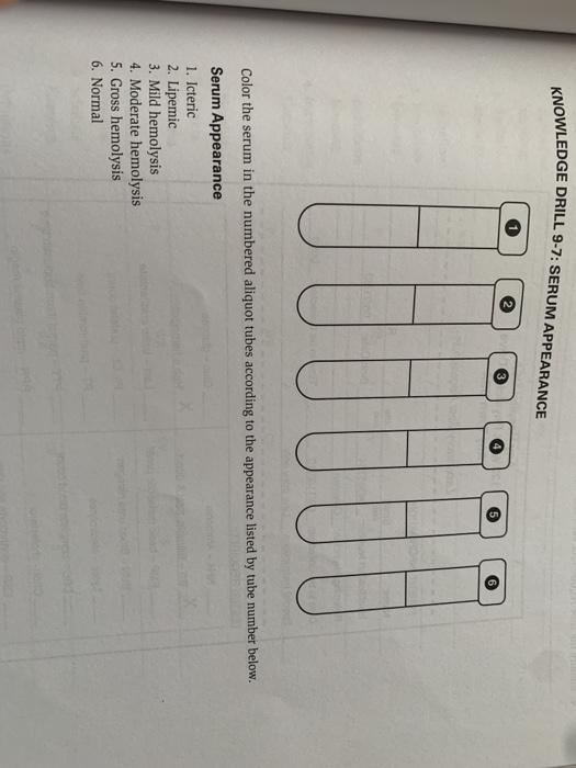 6 Color the serum in the numbered aliquot tubes | Chegg.com