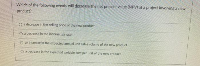 Solved Which of the following events will decrease the net | Chegg.com