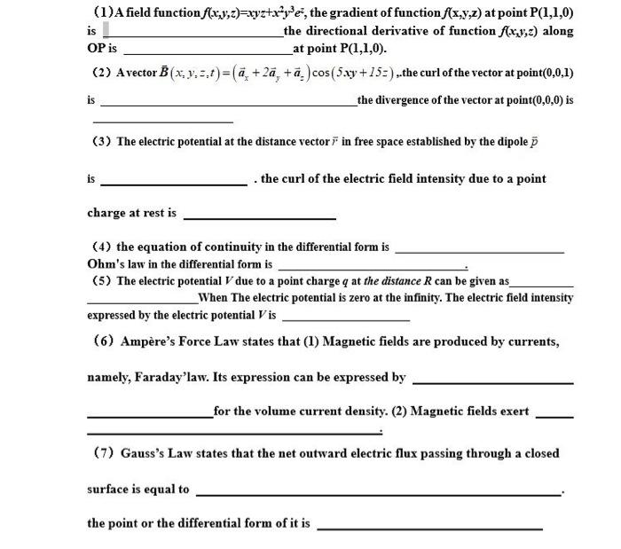Solved 1 A Field Function F X Y Z Xyz X Ple The Gradie Chegg Com