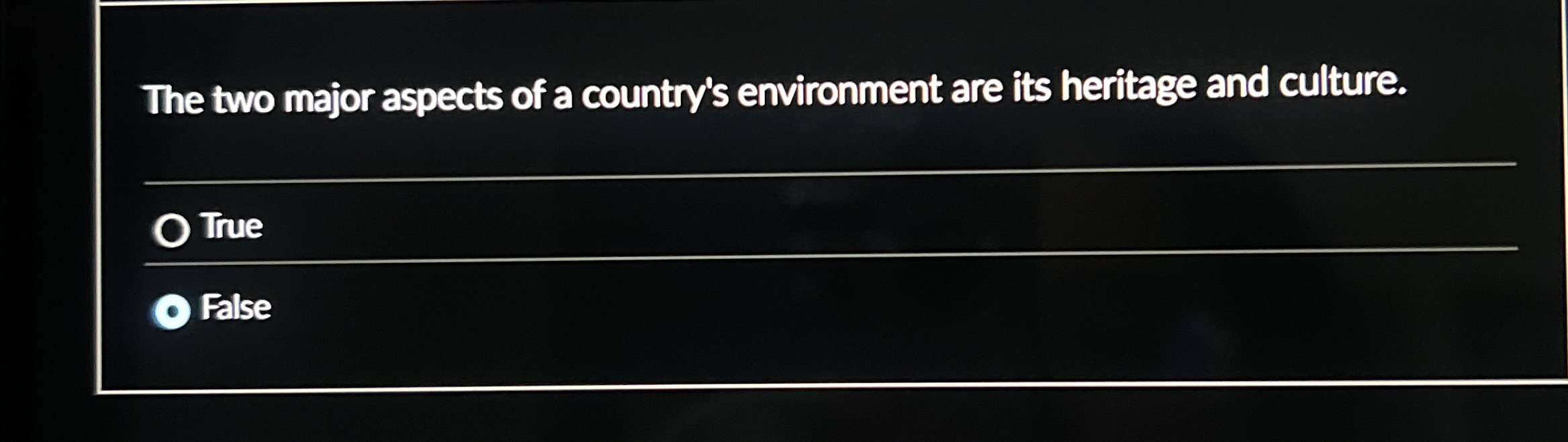 Solved The two major aspects of a country's environment are | Chegg.com
