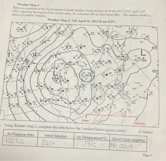 Solved Weather Map 1 Below is a portion of the Environment | Chegg.com