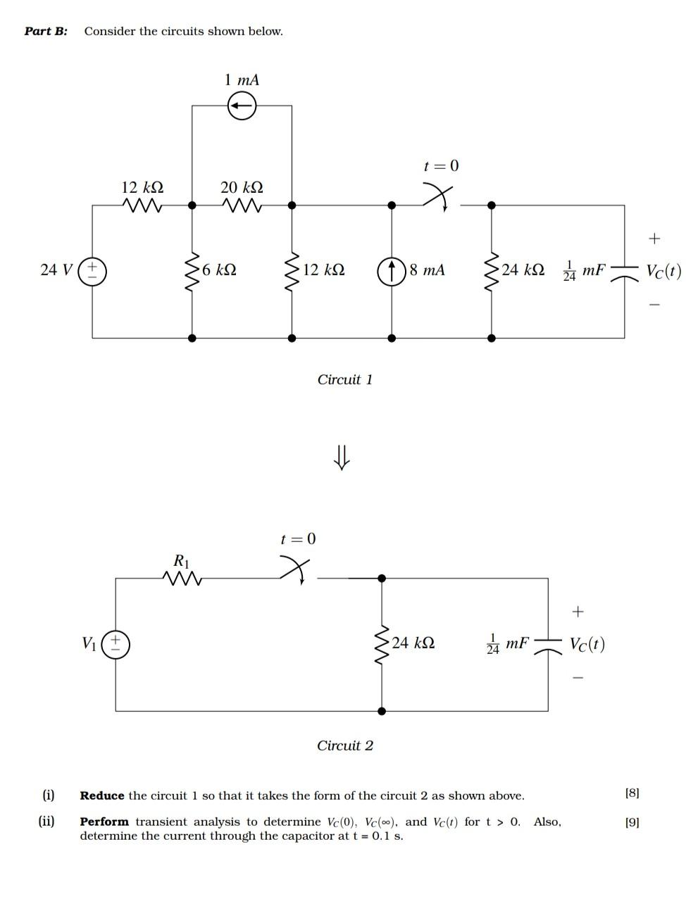 Solved Part B: Consider the circuits shown below. Circuit 1 | Chegg.com