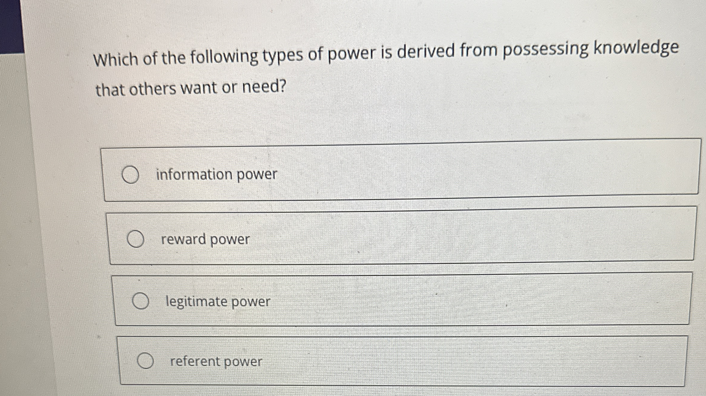 Solved Which of the following types of power is derived from