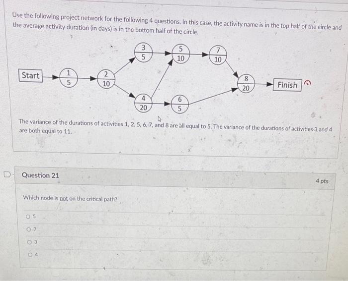 Solved Use the following project network for the following 4 | Chegg.com