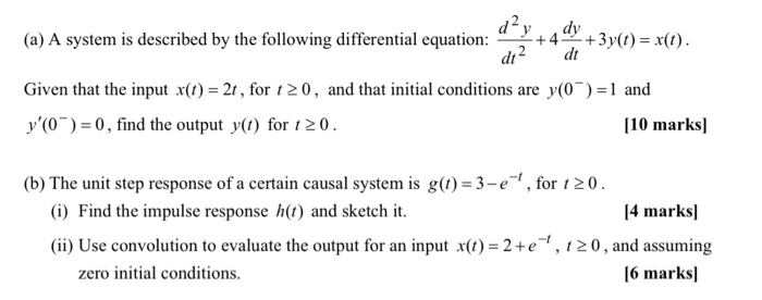 Solved day (a) A system is described by the following | Chegg.com