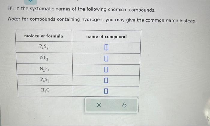 Solved Fill in the systematic names of the following | Chegg.com