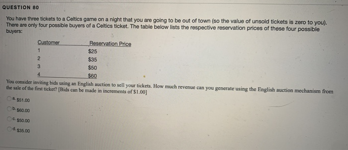 Solved QUESTION 80 You Have Three Tickets To A Celtics Game Chegg