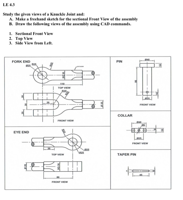 Instructions • The parts and assembly of the knuckle joint and  ball-and-socket joint are shown below. • Create an assembly t