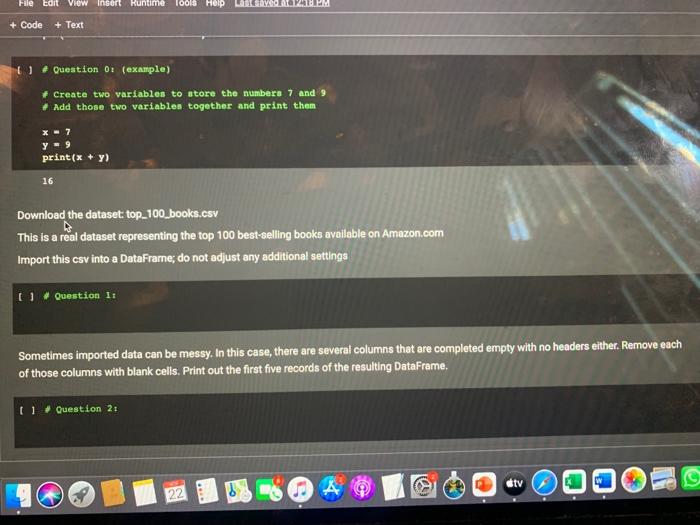 [ 1 question ot (example) F Create two variables to | Chegg.com