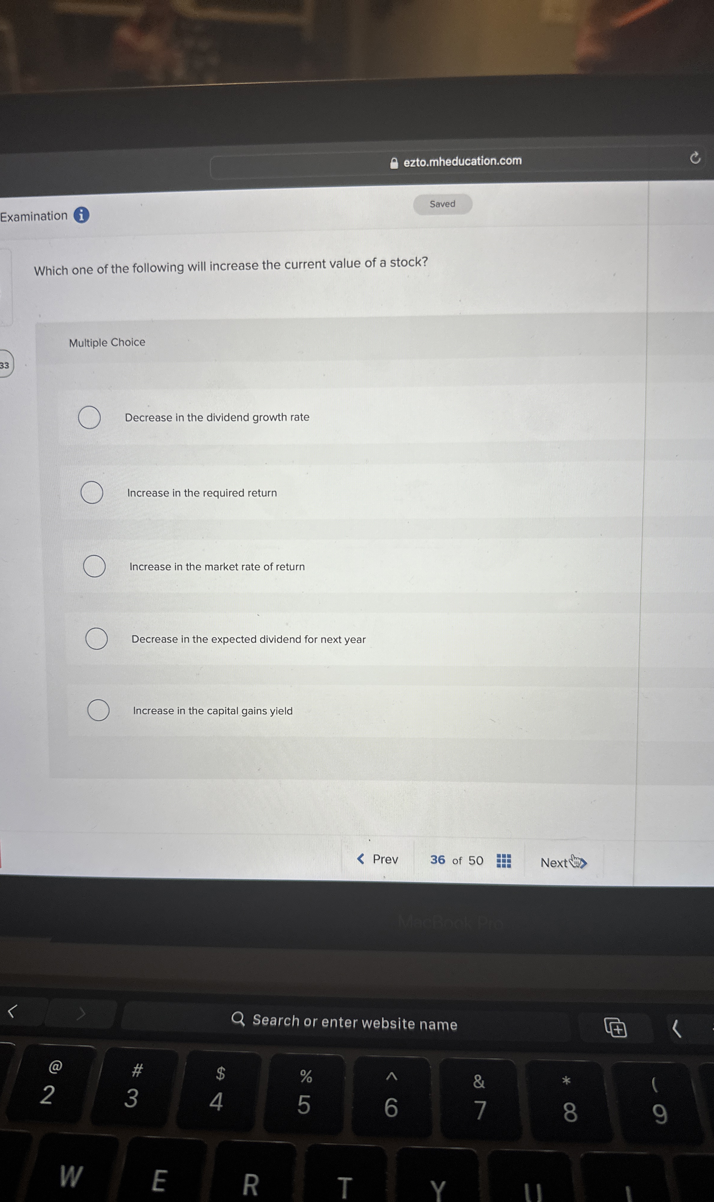 Solved ExaminationWhich one of the following will increase | Chegg.com