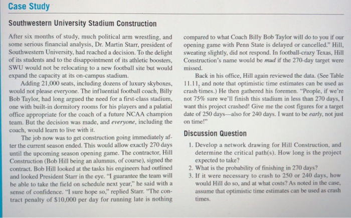 case study southwestern university stadium construction