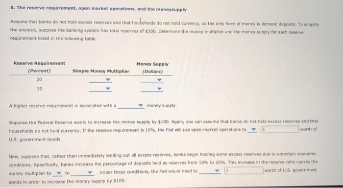 Solved 8 The Reserve Requirement Open Market Operations 5711