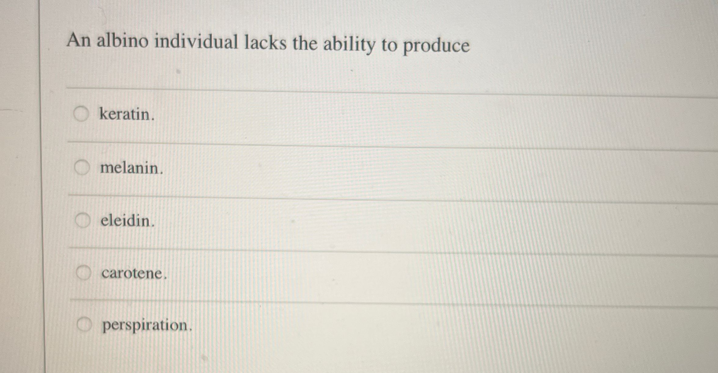 Solved An albino individual lacks the ability to | Chegg.com