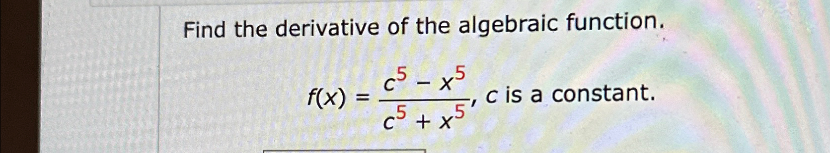 what is the derivative of the constant function f x 5