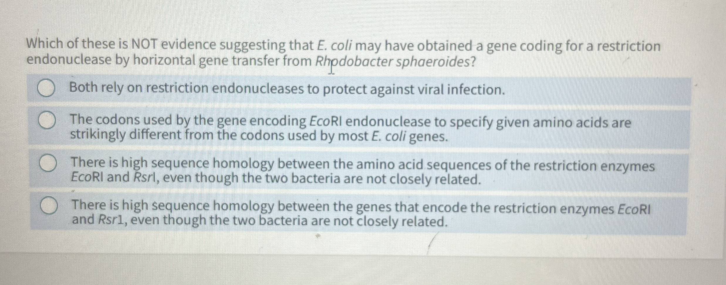 Solved Which of these is NOT evidence suggesting that E.