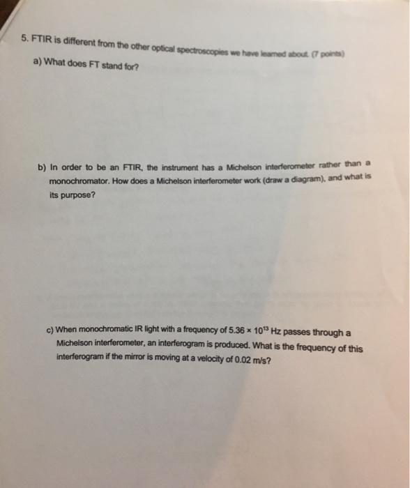 Solved 5. FTIR is different from the other optical