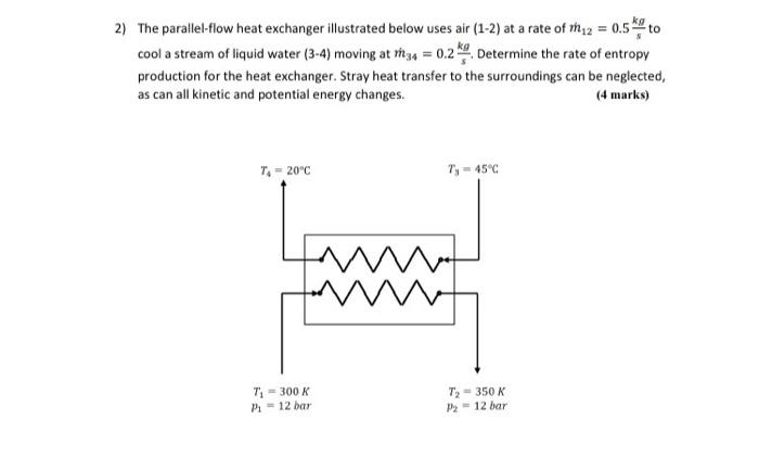 Solved 2) The parallel-flow heat exchanger illustrated below | Chegg.com